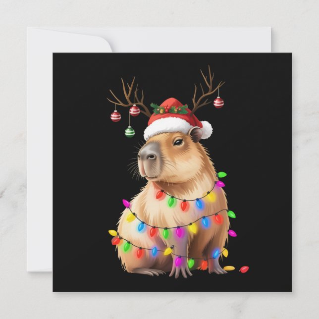 Tarjeta Festiva Navidades amantes de los animales de Capibara alum (Anverso)