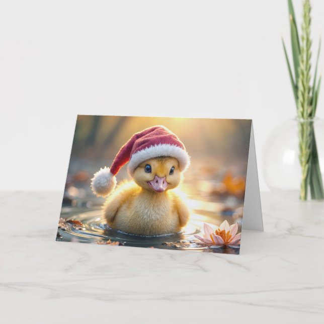 Tarjeta Festiva Navidades amarillos duckling (Anverso)