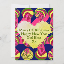 Tarjeta Festiva Navidades Amarillos Magenta Verde