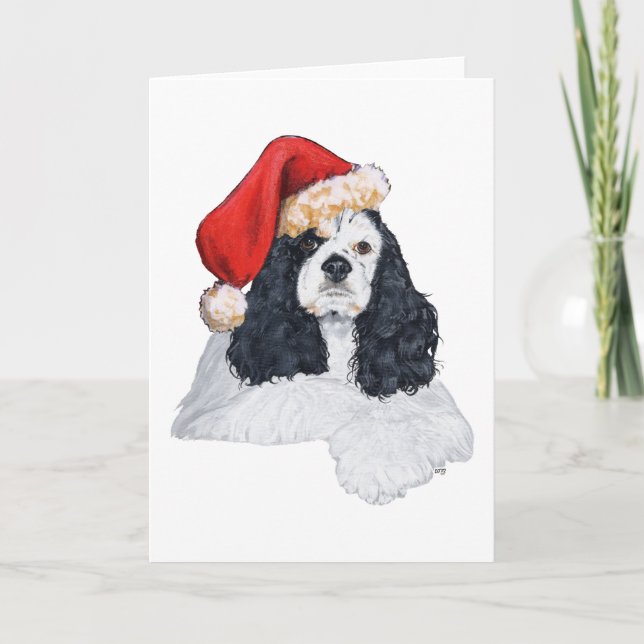 Tarjeta Festiva Navidades americanos de Cocker Spaniel (Anverso)
