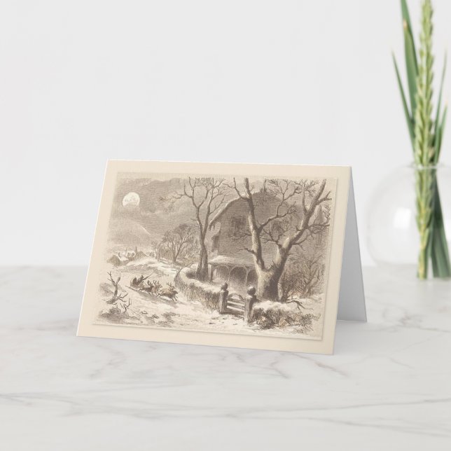 Tarjeta Festiva Navidades añaden carteles de invención en la luna  (Anverso)