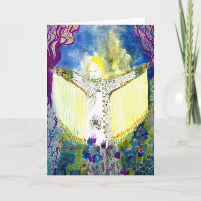 Tarjeta Festiva Navidades Ángel. (Anverso)