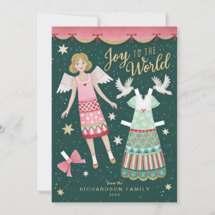 Tarjeta Festiva Navidades Angel Paper Doll