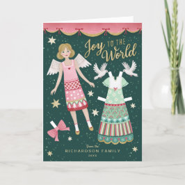 Tarjeta Festiva Navidades Angel Paper Doll doblado