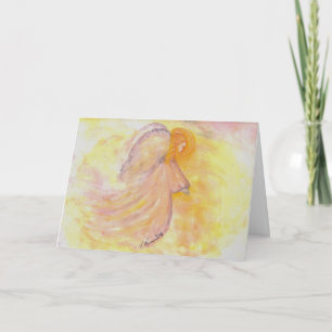 Tarjeta Festiva Navidades Ángel Watercolor arte Rosa