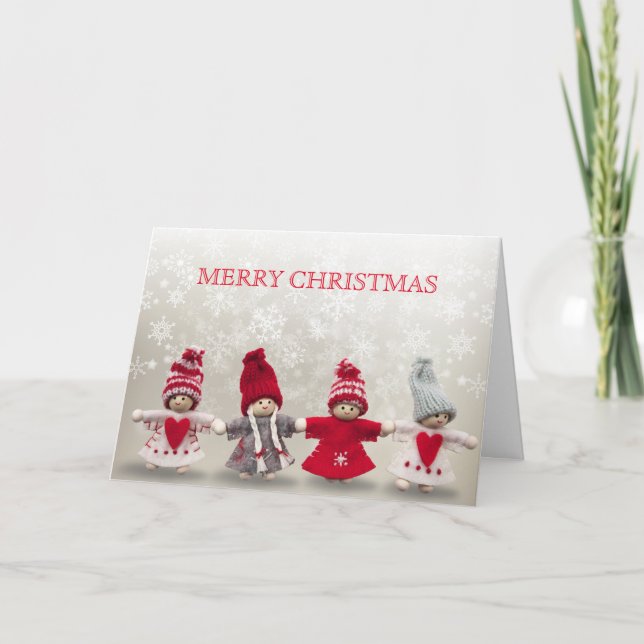 Tarjeta Festiva Navidades Angel Winter Snowfall Heart (Anverso)