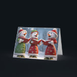 Tarjeta Festiva Navidades Animadores De Nieve En Copos De Nieve<br><div class="desc">Los acariciadores de los hombres de nieve en copos de nieve. El texto es editable.</div>