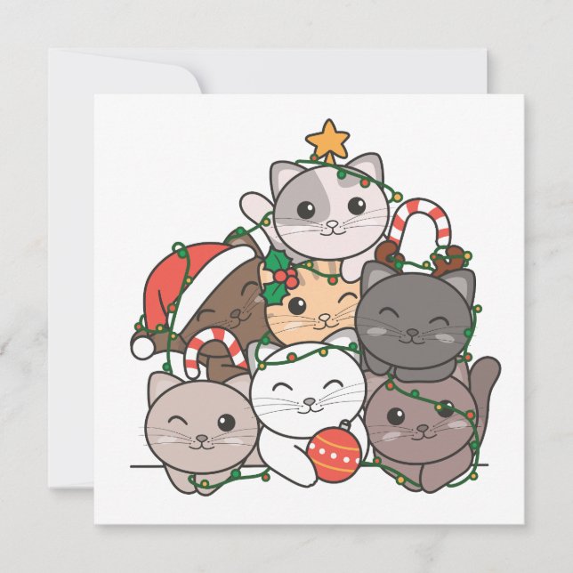 Tarjeta Festiva Navidades animales divertidos del árbol navideño (Anverso)