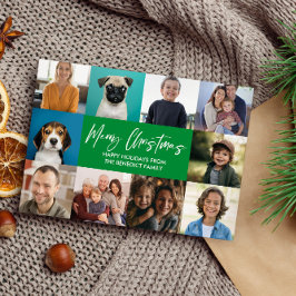 TARJETA FESTIVA NAVIDADES AÑO EN REVISIÓN 10 FOTOS PINOS AZULES