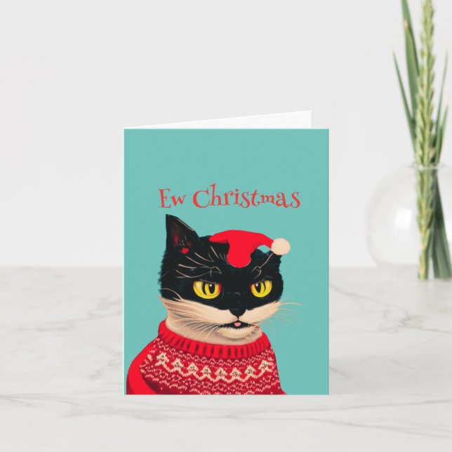Tarjeta Festiva Navidades anti gato negro de Ew Navidades personal (Anverso)