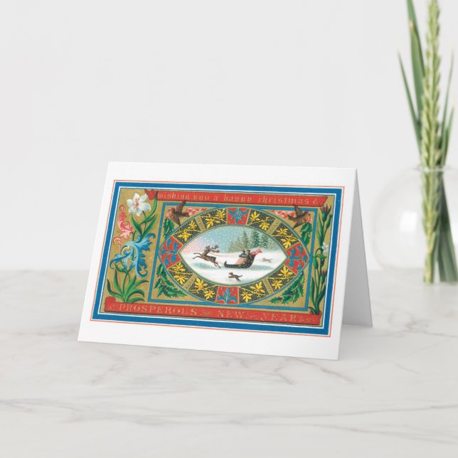 Tarjeta Festiva Navidades anticuados (Anverso)