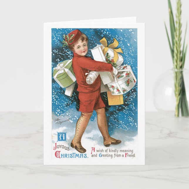 Tarjeta Festiva Navidades anticuados, dama (Anverso)