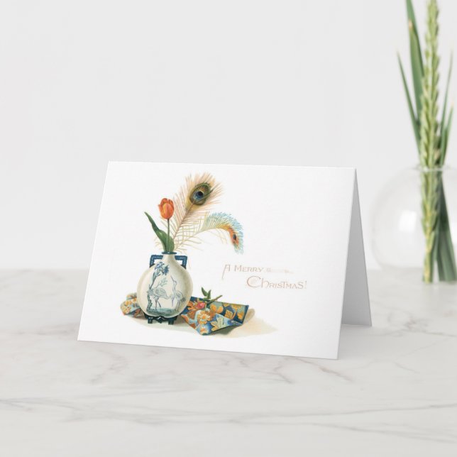 Tarjeta Festiva Navidades anticuados de estilo oriental (Anverso)