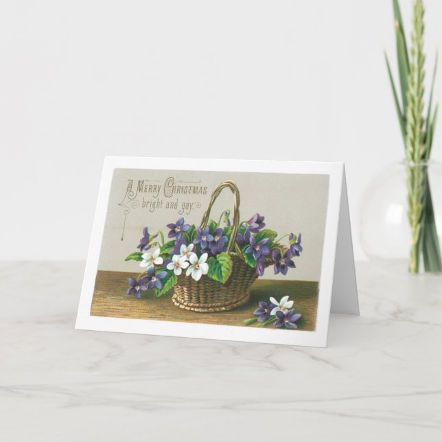 Tarjeta Festiva Navidades anticuados, flores (Anverso)