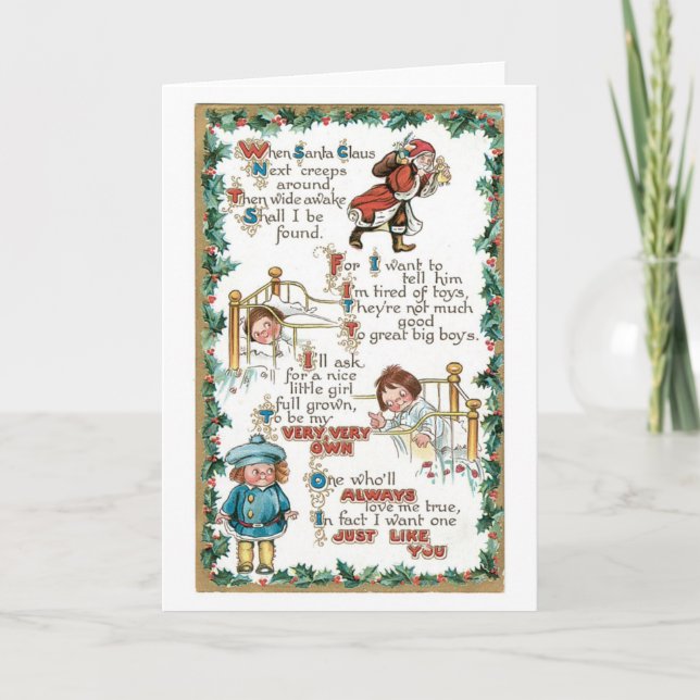 Tarjeta Festiva Navidades anticuados, Personalizado (Anverso)