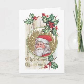 Tarjeta Festiva Navidades anticuados, Santa