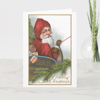 Tarjeta Festiva Navidades anticuados, Santa