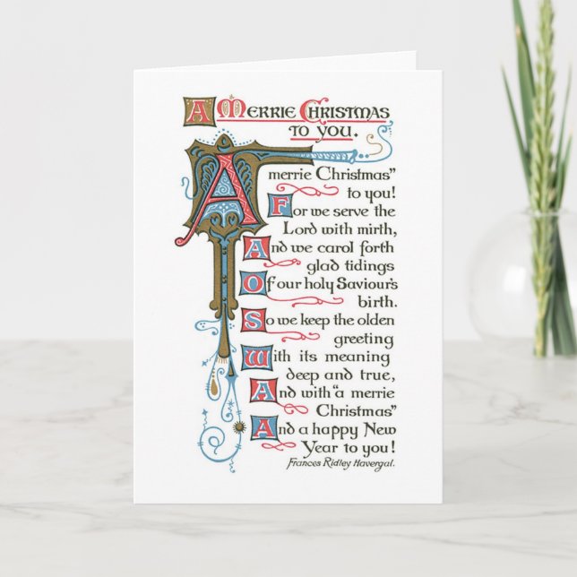 Tarjeta Festiva Navidades anticuados, tipo antiguo (Anverso)