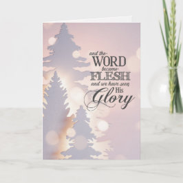 Tarjeta Festiva Navidades Árboles simples Biblia cristiana Verse