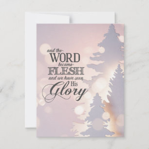 Tarjeta Festiva Navidades Árboles simples Biblia cristiana Verse p
