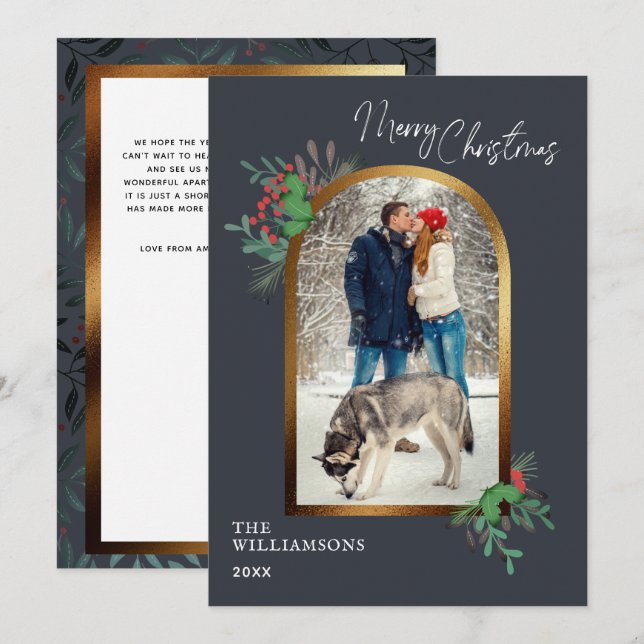 Tarjeta Festiva Navidades Arch Foto Botánica (Anverso / Reverso)