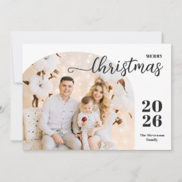 Tarjeta Festiva Navidades arco 2 fotos rojo minimalista moderno