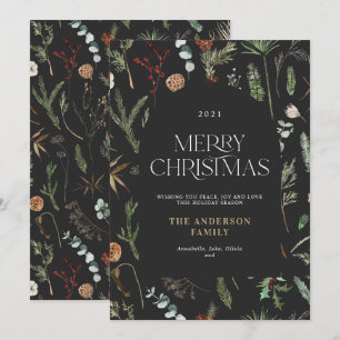 Tarjeta Festiva Navidades arco acuarela elegante floral botánica