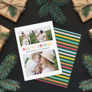 Tarjeta Festiva Navidades arcoiris colorido brillante 1 foto moder