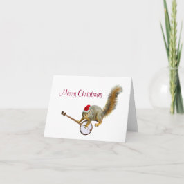 Tarjeta Festiva Navidades ardillas con banjo