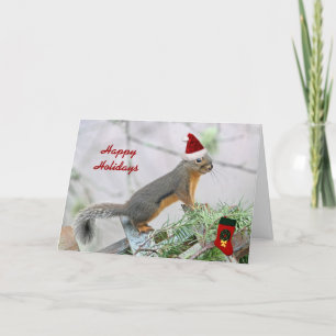 Tarjeta Festiva Navidades ardillas con Navidades haciendo olas