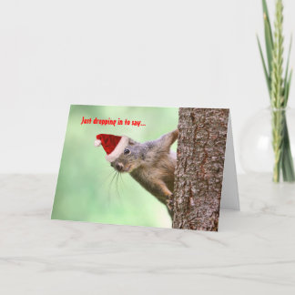 Tarjeta Festiva Navidades ardillas en un árbol