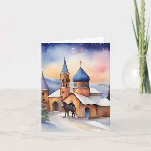 Tarjeta Festiva Navidades armenios B - 6 de enero - acuarela (Anverso)