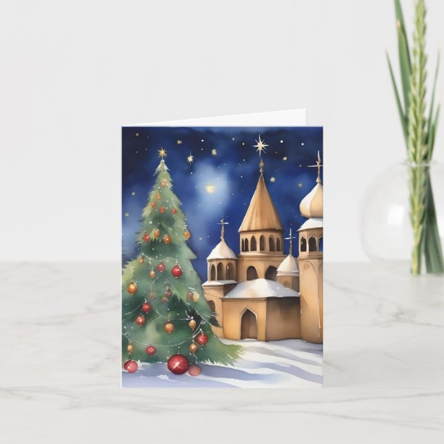 Tarjeta Festiva Navidades armenios C - 6 de enero - acuarela (Anverso)