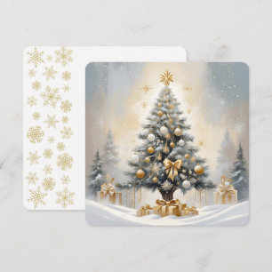 Tarjeta Festiva Navidades Art Déco Lujosos Buques de Oro y Regalos
