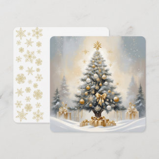 Tarjeta Festiva Navidades Art Déco Lujosos Buques de Oro y Regalos