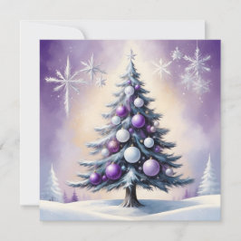 Tarjeta Festiva Navidades Art Deco Púrpura y Niebla Plata