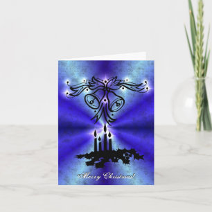 Tarjeta Festiva Navidades Artdeco en arcoiris verde azul
