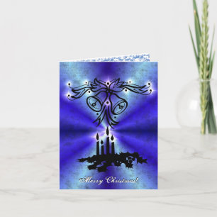 Tarjeta Festiva Navidades Artdeco en arcoiris verde azul