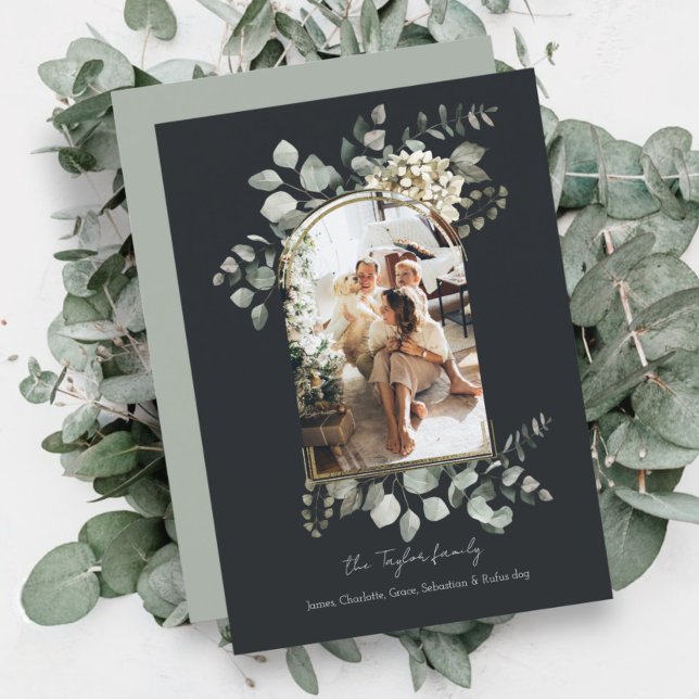 Tarjeta Festiva Navidades asombrosos marcos fotográficos de invier (Christmas Stunning Winter Foliage Photo Frame Holiday Cards from Ricaso. Elegant holiday flat cards)
