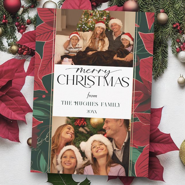 Tarjeta Festiva Navidades audaces Poinsettia Botánica 2-Foto (Subido por el creador)