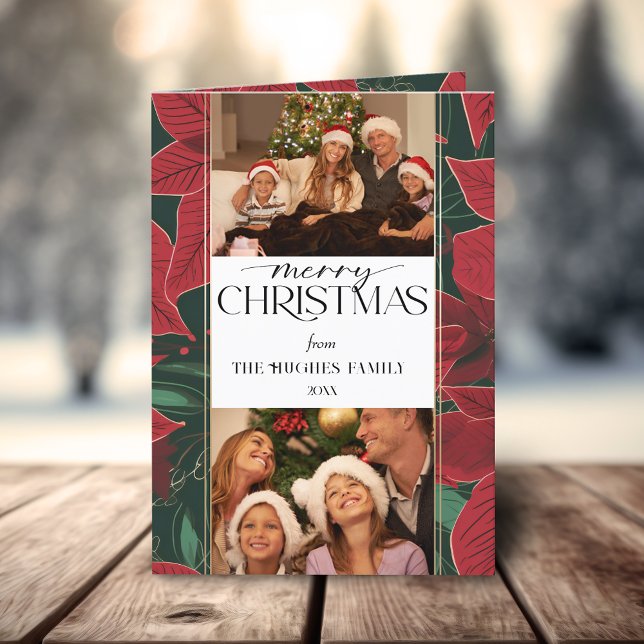 Tarjeta Festiva Navidades audaces Poinsettia Botánica 2-Foto (Subido por el creador)