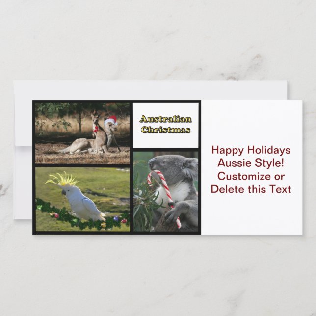 Tarjeta Festiva Navidades Aussie Style Animals (Anverso)