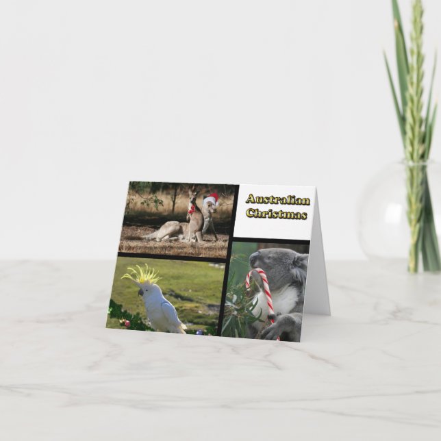 Tarjeta Festiva Navidades Aussie Style Animals (Anverso)