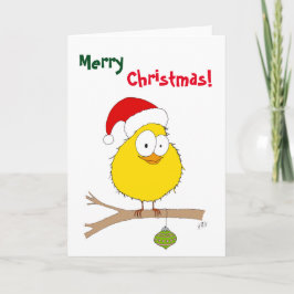 Tarjeta Festiva Navidades: Ave divertida (amarillo)