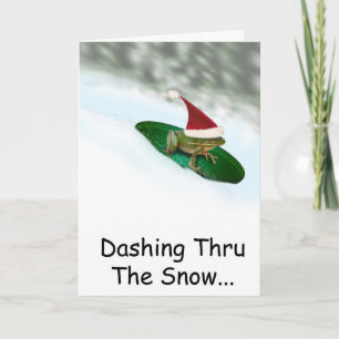 Tarjeta Festiva Navidades azotan con nieve en una almohadilla de L