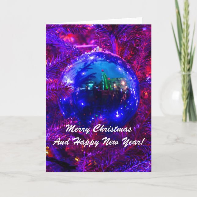 Tarjeta Festiva Navidades azul rojo (Anverso)