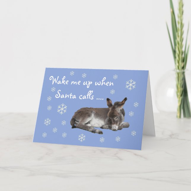Tarjeta Festiva Navidades azules de burro lindo (Anverso)
