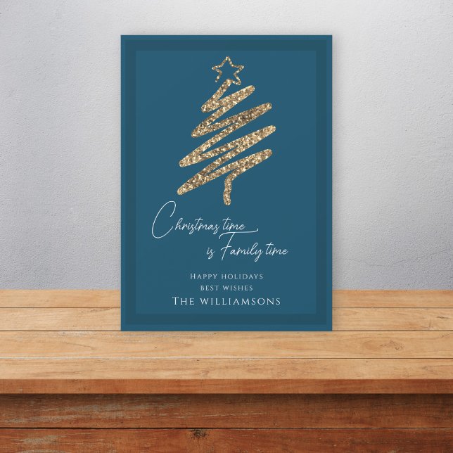 Tarjeta Festiva Navidades azules de la familia de los árboles simp (Subido por el creador)