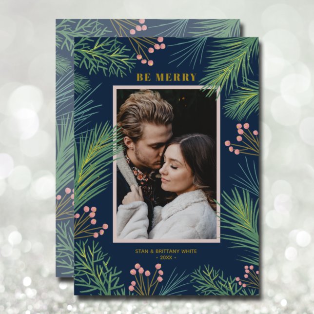 Tarjeta Festiva Navidades azules de la marina de fotos Pines Berri (Subido por el creador)