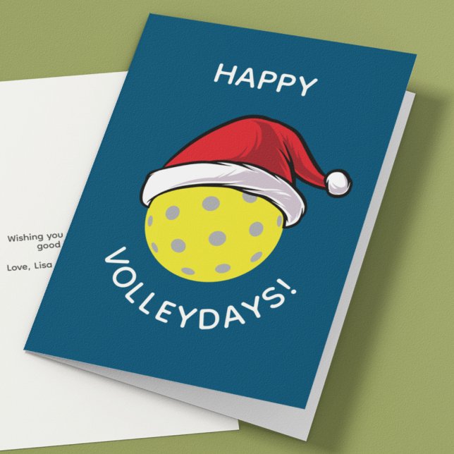 Tarjeta Festiva Navidades azules de moda de Santa Cap Pickleball (Subido por el creador)